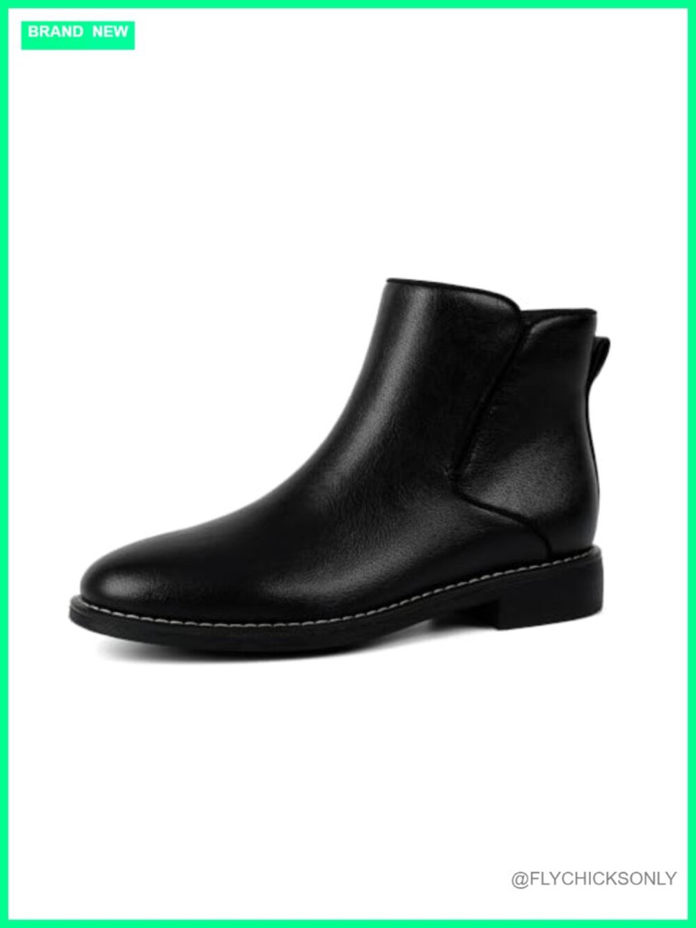 Faux Leather Ankle Boots Low Block Heel Side Zipper Women's